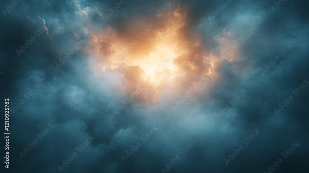 Golden Light Breaks Through Dark Storm Clouds Golden Light Breaks Through Dark Storm Clouds