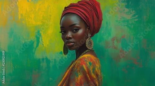 Beautiful painting african princess red green red