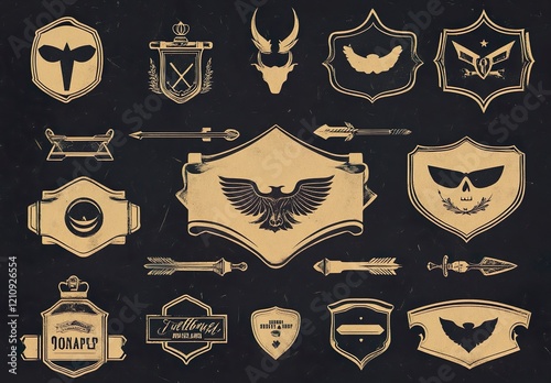 Retro badge. Old emblem logo frame and vintage silhouette