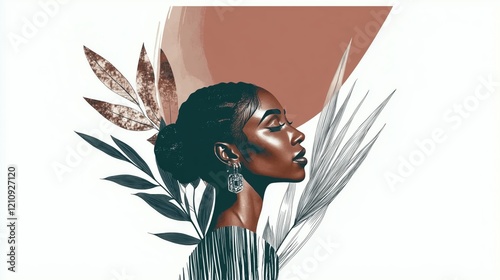 Beautiful darkskinned queen white background illustration
