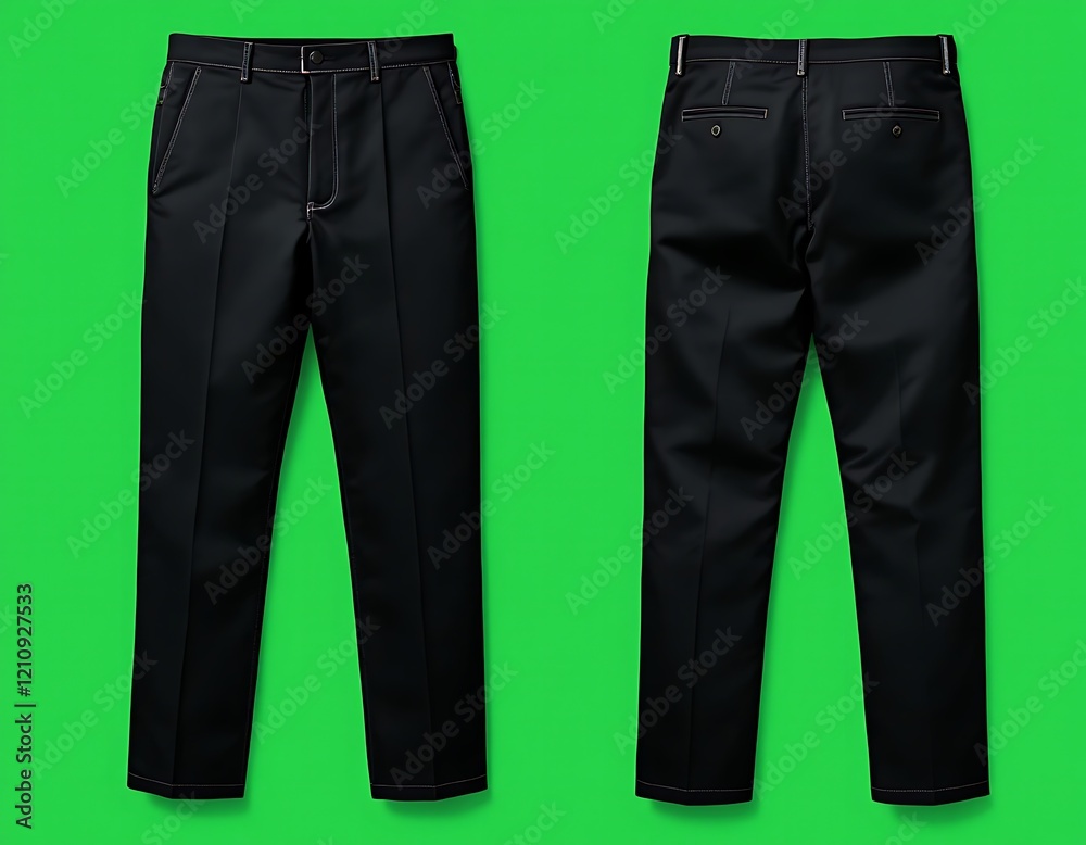Black Trousers: Front and Back View Black Trousers: Front and Back View