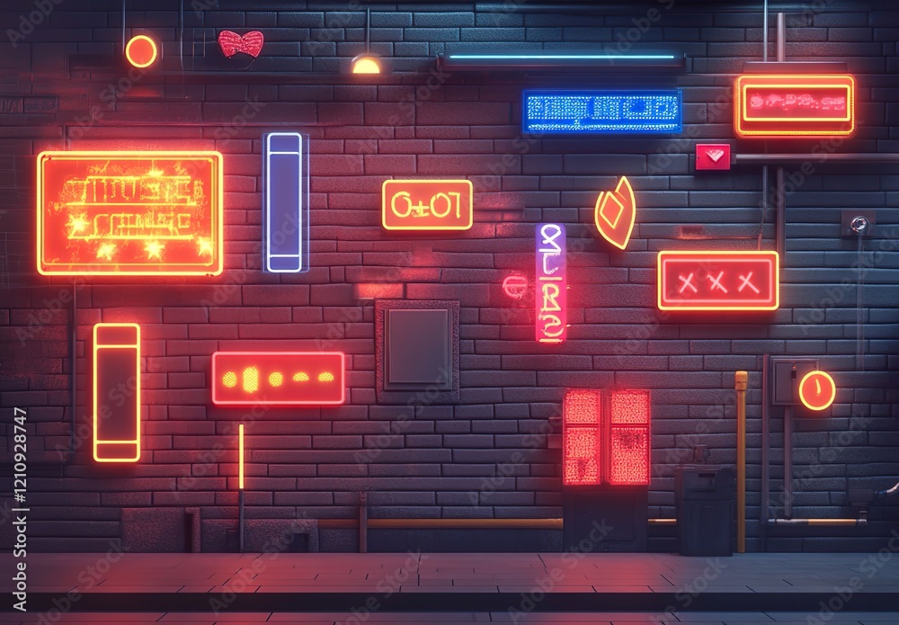 Fototapeta premium Retro signboard creator. Set elements for street sign