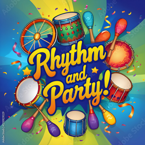 Vibrant Carnival music vector design with instruments and festive text photo