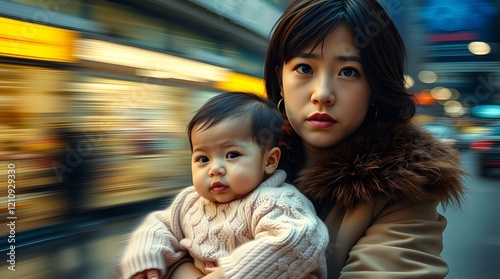 young woman holding a baby