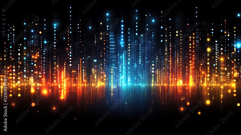 Obraz premium Abstract Digital Cityscape Illuminated With Bright Lights