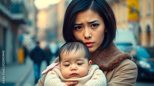 young woman holding a baby