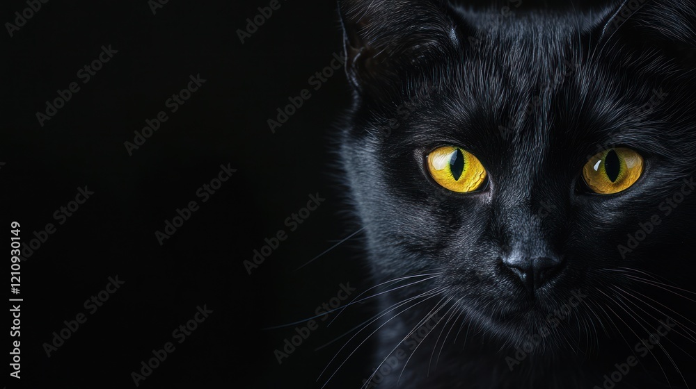 Mysterious Gaze: A Black Cat Portrait Mysterious Gaze: A Black Cat Portrait