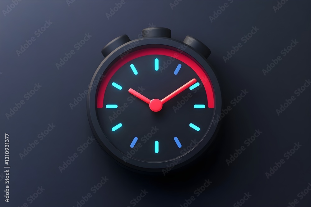 Minimalist stopwatch icon with glowing accents, representing time management. Minimalist stopwatch icon with glowing accents, representing time management.