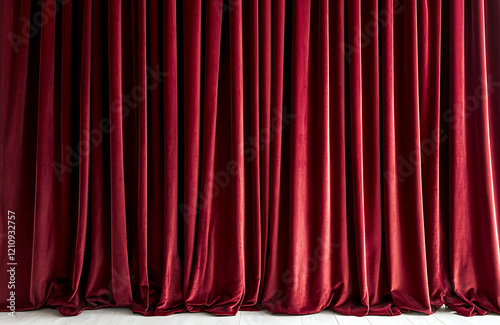 Texture plissée d’un rideau rouge