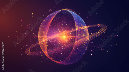 3d torus dots lines electromagnetic