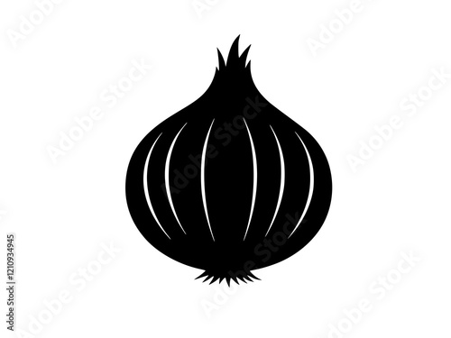 Silhouette vector design of an onion on a white background
