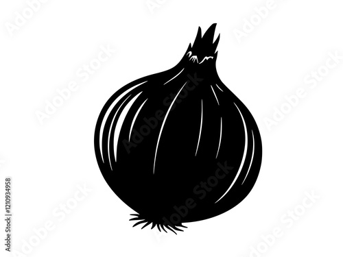 Silhouette vector design of an onion on a white background