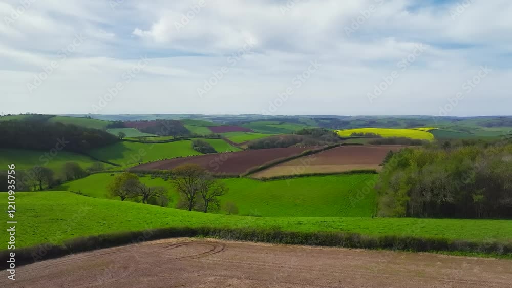 Fields and Farms from a drone, Devon, England, Europe Fields and Farms from a drone, Devon, England, Europe