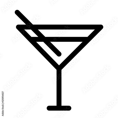 Black-and-white cocktail glass design for bar themes. Modern cocktail symbol for branding, event graphics, or advertisements. Elegance. Sophistication. Nightlife. Icon of celebration.


