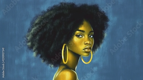 African portrait painting young woman evening