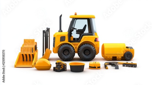 Yellow Construction Machinery and Tools Collection for Building Projects
