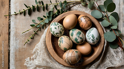 Rustic Easter Eggs with Botanical Prints photo