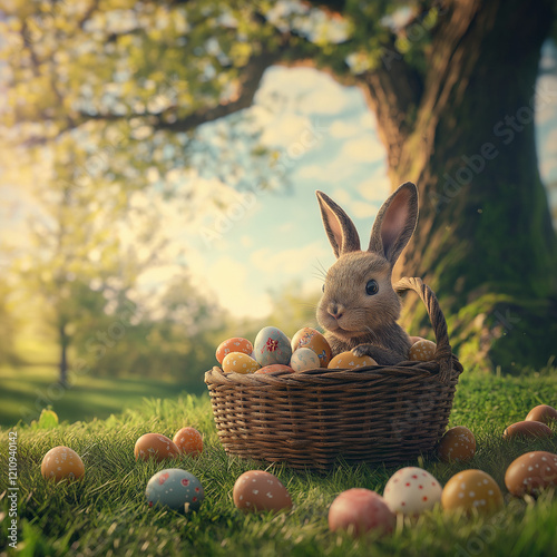 easter bunny in a basket