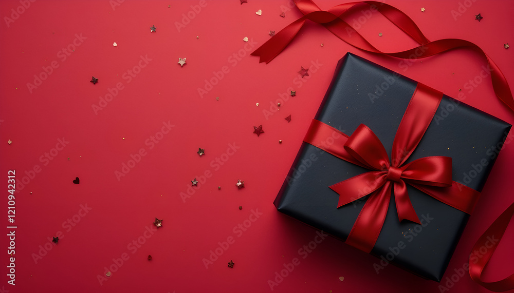 Festive Gift Box with Red Ribbon for Valentine's Day Festive Gift Box with Red Ribbon for Valentine's Day