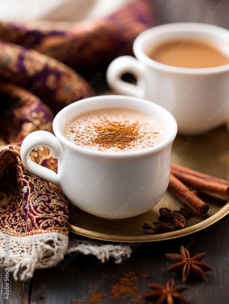 Cozy Rustic Indian Tea Time with Chai Cups and Spices Cozy Rustic Indian Tea Time with Chai Cups and Spices