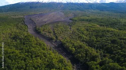 Drone Flight Over Lava Trails to Volcanic Heights