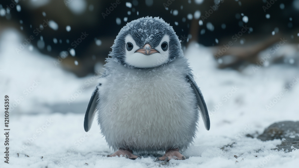 Adorable Arctic: A Cute Penguin in the Snow Adorable Arctic: A Cute Penguin in the Snow
