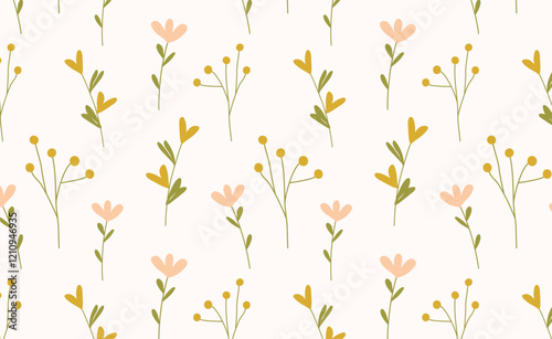 Seamless pattern with flowers. Vector print for printing on fabric and paper. Delicate spring and summer pattern. Illustration for greetings, postcards, packaging, websites, scrapbooking, patchwork.