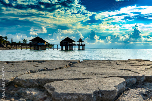 Buleleng Harbor during the afternoon at Singaraja Bali Indonesia