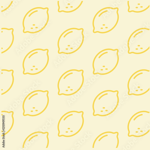 Lemon vector pattern illustration, bright yellow on pale yellow