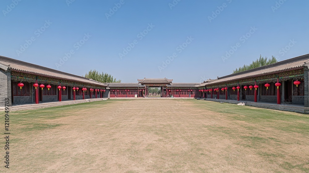 Courtyard, Chinese architecture, sunny day, open space, traditional design, travel destination Courtyard, Chinese architecture, sunny day, open space, traditional design, travel destination