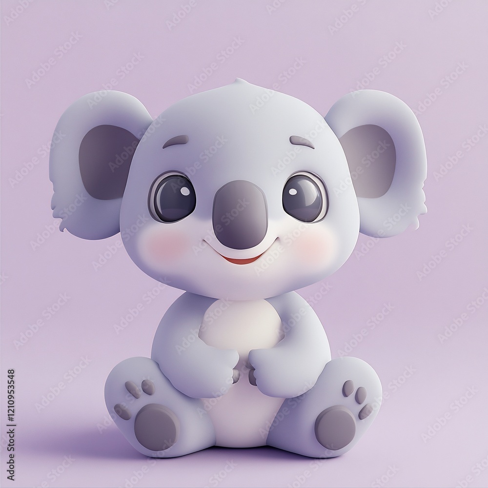 Fototapeta premium Adorable 3D rendered baby koala sitting.