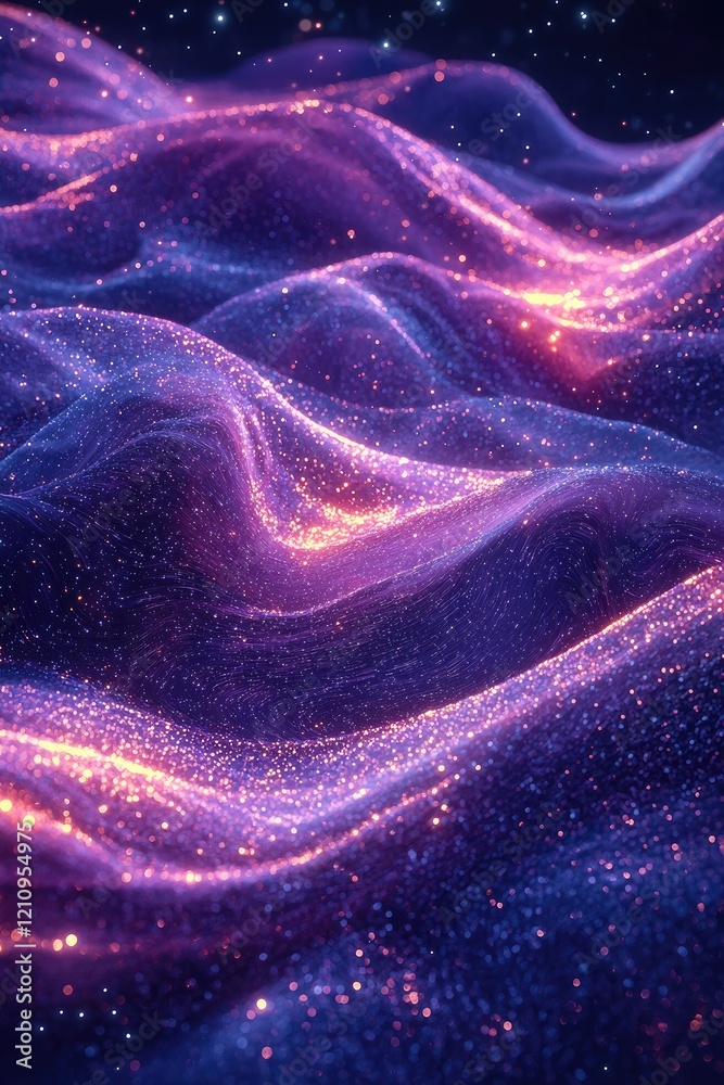 Obraz premium Ethereal Purple and Orange Particle Waves Abstract