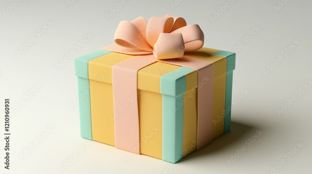 Obraz premium Pastel-colored gift box with a bow.