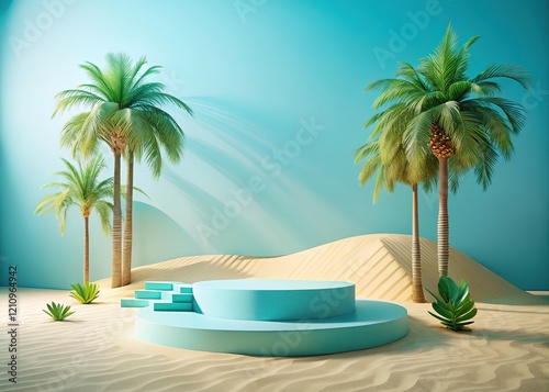 Pastel Blue Sand Dune Podium Showcase