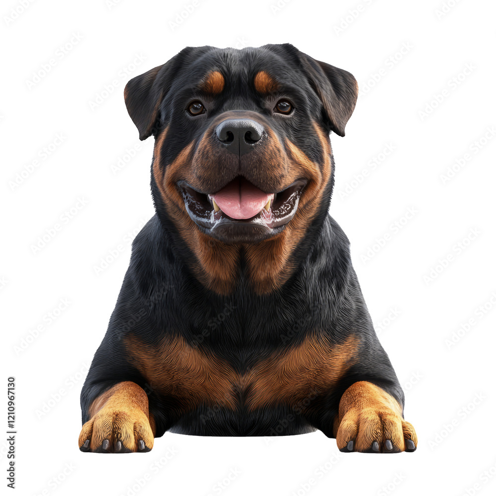 Happy Rottweiler Dog Sitting on Transparent Background, Ideal for Pet Imagery Happy Rottweiler Dog Sitting on Transparent Background, Ideal for Pet Imagery