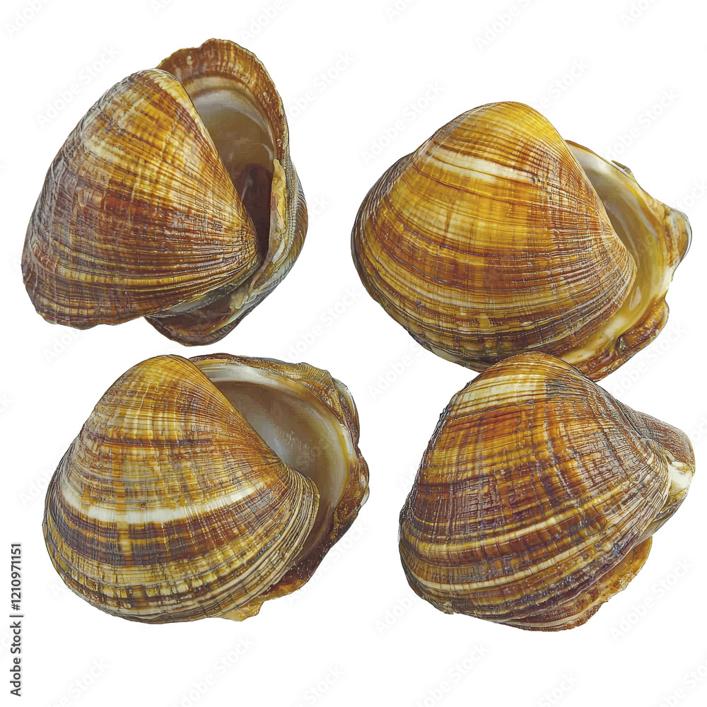 Clams on white, highlighting natural patterns Clams on white, highlighting natural patterns