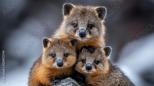 Adorable Quokka Trio Huddle