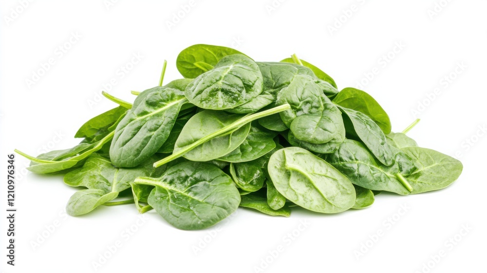 A pile of fresh, vibrant spinach leaves, Their verdant color evoking health and vitality