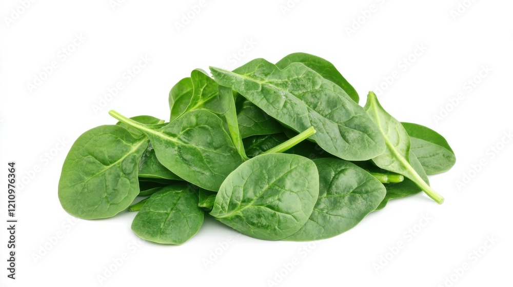 A pile of fresh, vibrant spinach leaves, Their verdant color evoking health and vitality A pile of fresh, vibrant spinach leaves, Their verdant color evoking health and vitality