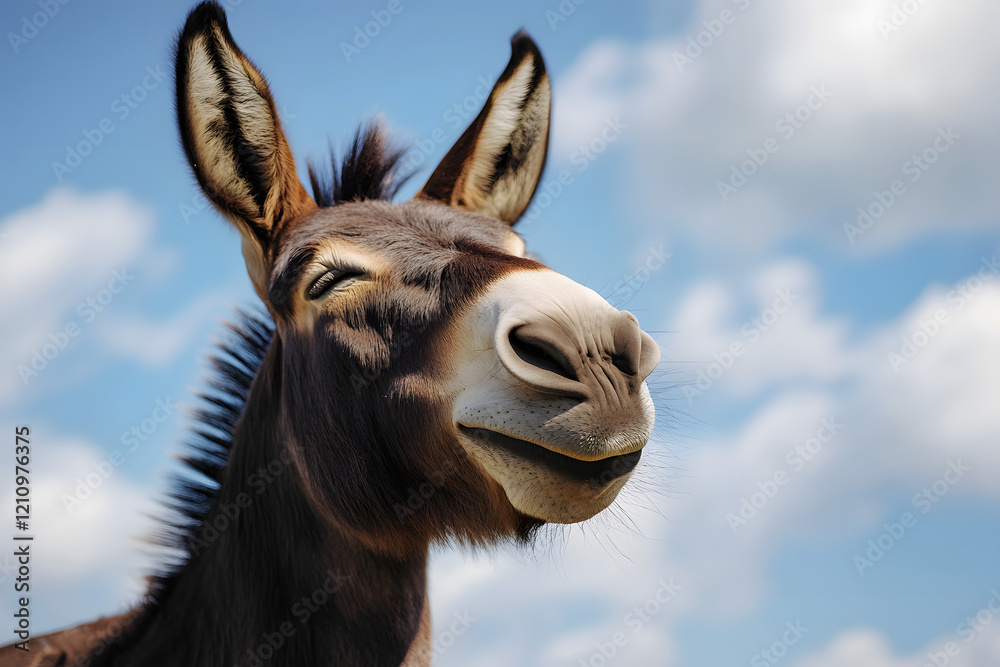 Obraz premium close up of a head of a smiling donkey