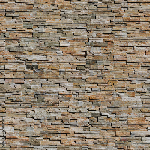 Seamless stone texture of stacked thin marble slabs wall cladding