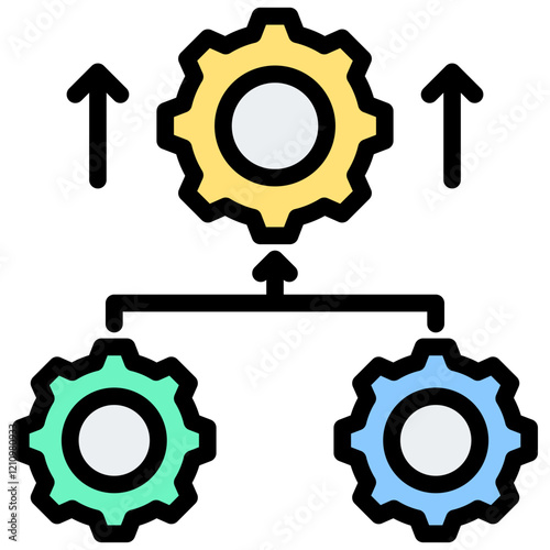 Parallel Processing Outline Color Icon