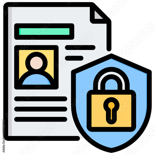 Data Security Outline Color Icon