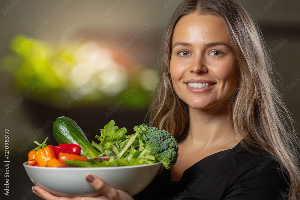 nutritionist holding bowl of fresh vegetables, smiling confidently. vibrant colors of vegetables highlight healthy lifestyle and importance of nutrition nutritionist holding bowl of fresh vegetables, smiling confidently. vibrant colors of vegetables highlight healthy lifestyle and importance of nutrition