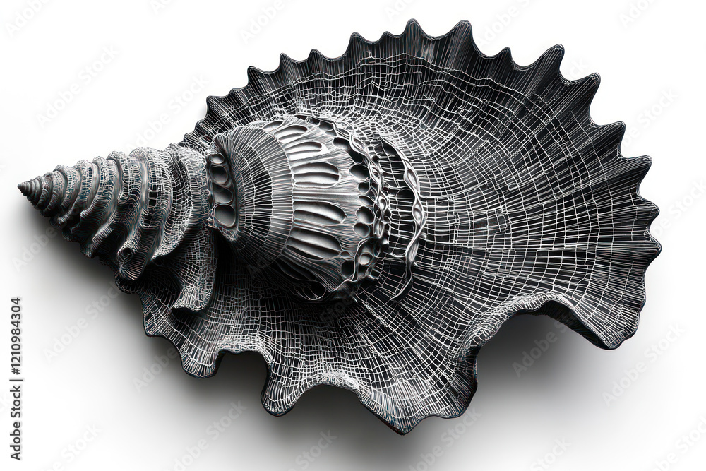 Fototapeta premium a complex and detailed seashell relief, executed in a monochrome palette. 