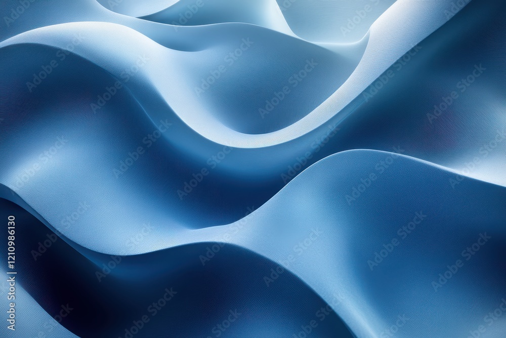 Fototapeta premium Smooth blue fabric waves creating a serene texture and visual depth.