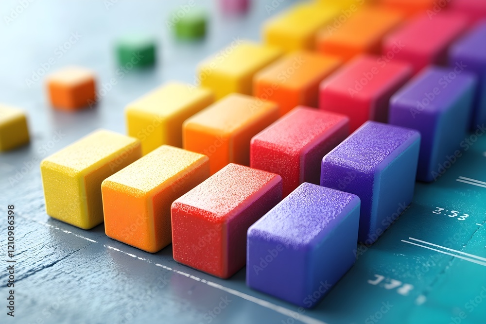 Obraz premium Graph icons showing a successful trend with bars highlighted in vibrant colors.