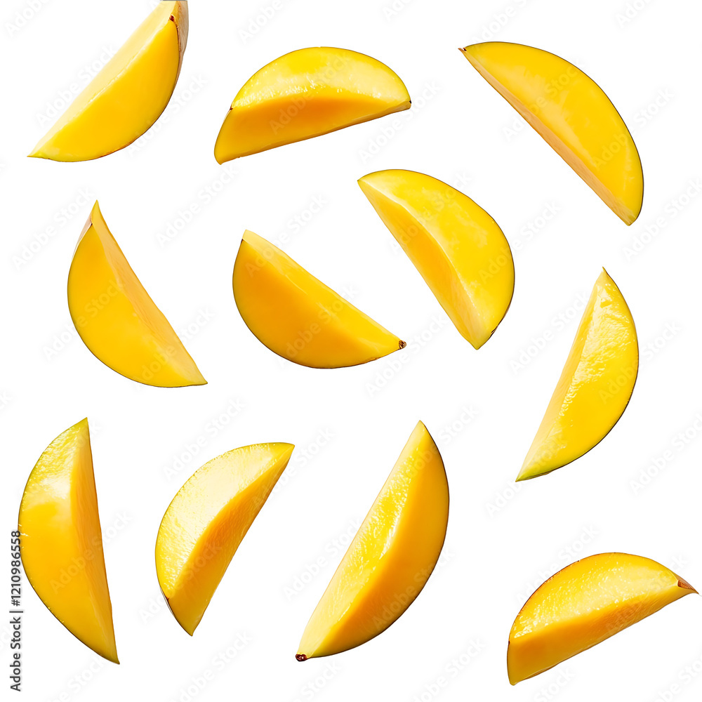 mango slices top view on a white background mango slices top view on a white background