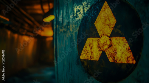 Plutonium-239, glowing faintly, rests at the heart of a complex nuclear core. photo