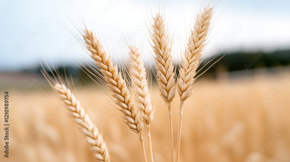 Golden wheat stalks standing tall in a serene field under a bright sky representing abundance, harvest, and the beauty of nature's bounty. Golden wheat stalks standing tall in a serene field under a bright sky representing abundance, harvest, and the beauty of nature's bounty.